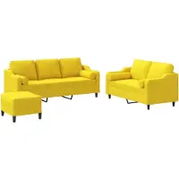 vidaXL Ensemble de canapés 3 pièces avec coussins Tissu jaune clair