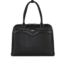 Socha Sacoche pour ordinateur portable Diamond Couture Black 15,6 pouces en cuir véritable - Noir