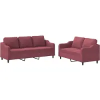 vidaXL Ensemble de canapés 2 pièces avec coussins vin rouge Tissu