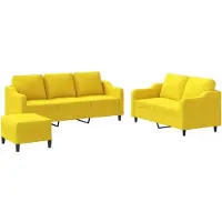 vidaXL Ensemble de canapés 3 pièces avec coussins Tissu jaune clair