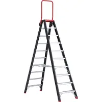 Altrex Échelle à marches Taurus, accessible des deux côtés, 10 marches, avec barre de sécurité