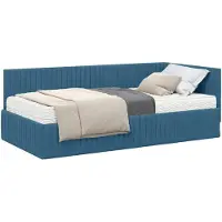 vidaXL Cadre de lit d'angle avec matelas avec tête de lit 2 pcs bleu velours