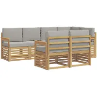 vidaXL Ensemble de canapés d'extérieur , 7 pièces, blanc et gris clair