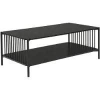 Wohnling Table basse 110 x 60 cm aspect chêne noir, rectangulaire, table de canapé en métal, table de salon, table d'appoint, table de salon, espace de rangement, table d'appoint, table à café