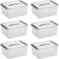 Sunware Q-line Boîte de rangement transparente/grise 15 litres - lot de 6 pièces