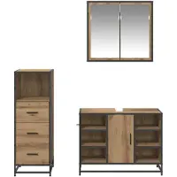 vidaXL Ensemble de meubles de salle de bain, 3 pièces, finition chêne artisanal, 80 x 33 x 60 cm