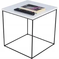 FutuStal Table basse carrée en fil métallique 40x40x43 Loft Noir+Blanc mat