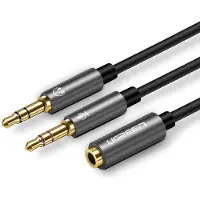 UGREEN - Répartiteur audio - jack mini mâle pour mini jack 4 pôles femelle - 20 cm - noir