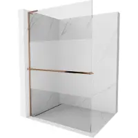 Mexen Kioto+ L paroi de douche avec étagère Walk-in 90 x 200 cm, transparent/douce, or rose - 800-090-123-60-35
