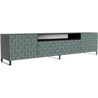MargaretHadas24 Meuble TV Cali III Meuble TV Meuble TV bas 200 cm Façades fraisées comme un kaléidoscope Design moderne Trois portes Salon (couleur : noir, vert)