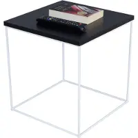 FutuStal Table basse carrée en fil métallique 40x40x43 Loft Blanc + plateau MiniPearl
