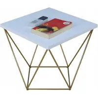 FutuStal Table basse carrée en fil métallique Loft Glamour doré + blanc mat