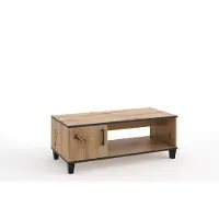 MargaretHadas24 Table basse Vanessa Table basse Salon avec porte à charnière (chêne Artisan et noir)