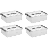 Sunware Q-line Boîte de rangement transparente/grise 10 litres - set de 4 pièces