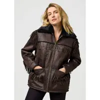 Wrangler Fringe Relaxed Fit Veste Marron S Femme Marron S