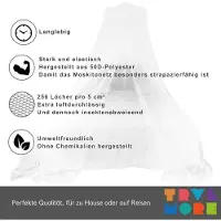 TRVLMORE Moustiquaire double XL de Luxe - LifeGoods - Pour lit double Extra large - Avec cordon de suspension - Blanc