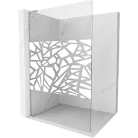 Mexen Kioto L Paroi de douche à l'italienne 70 x 200 cm, motif blanc, nickel brossé - 800-070-103-97-85