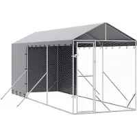 vidaXL Niche pour chiens avec toit 2x6x2,5 m acier galvanisé couleur argent