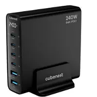CubeNest S6D0 PD 3.1. 4*USB-C+2xUSB-A GaN Adapter 240W Fast Charger USB-C cable