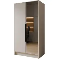 MargaretHadas24 Armoire Goya II 100 cm avec miroir (cachemire, poignées noires)