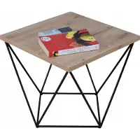 FutuStal Table basse carrée en fil métallique Loft Industrial Noir + Chêne Artisan