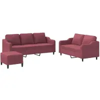 vidaXL Ensemble de canapés 2 pièces avec coussins vin rouge Tissu