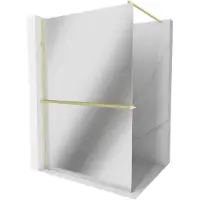 Mexen Kioto+ paroi de douche avec tablette en verre Walk-in 120 x 200 cm, miroir, or brossé - 800-120-121-55-50