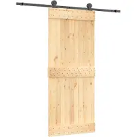 vidaXL Porte coulissante , finition naturelle et noire, 85 x 210 cm, pin massif