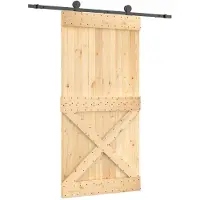 vidaXL Porte coulissante , finition naturelle et noire, 100 x 210 cm, pin massif