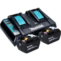 Makita Kit Power Source 18 V avec 2 batteries BL 1890 9,0 Ah + double chargeur rapide DC 18 RD