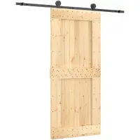 vidaXL Porte coulissante , finition naturelle et noire, 90 x 210 cm, pin massif