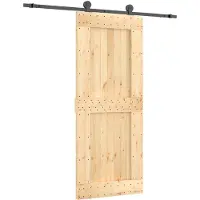 vidaXL Porte coulissante , finition naturelle et noire, 85 x 210 cm, pin massif