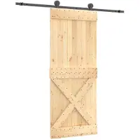 vidaXL Porte coulissante , finition naturelle et noire, 85 x 210 cm, pin massif