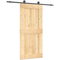 vidaXL Porte coulissante , finition naturelle et noire, 95 x 210 cm, pin massif