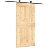 vidaXL Porte coulissante , finition naturelle et noire, 100 x 210 cm, pin massif