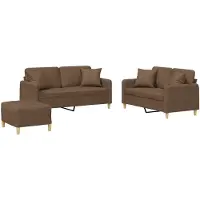 vidaXL Ensemble de canapés 3 pièces avec coussins Tissu brun
