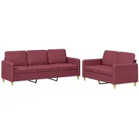 vidaXL Ensemble de canapés 2 pièces avec coussins vin rouge Tissu