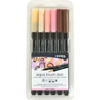 Lyra Double-ended Watercolor Aqua Brush Marker And Skin Tone Brush Blister Of 6 Units Assorted Multicolore Enfants