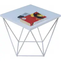 FutuStal Table basse carrée en fil métallique Loft Industrial blanc + blanc brillant