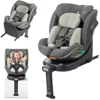 Babyauto Siège auto pour enfant – – SCUDDA – Groupe 0/1/2/3 – 40/150 cm – I-Size – Pivotant – Dossier réglable – Réducteur de siège – Pied d'appui – Vert olive