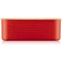 Bodum Bistro boîte à pain petit modèle rouge avec couvercle bambou 19 x 29 x H 11 cm