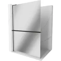 Mexen Kioto+ L paroi de douche avec tablette à poser 70 x 200 cm, miroir, noir - 800-070-123-70-50
