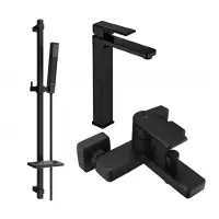 Mexen Mino DQ77 SET Mélangeur lavabo + bain avec accessoires, noir (72413DQ77-70)