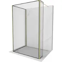 Mexen Kioto Duschwand Walk-in 140 x 100 x 40 cm, schwarzes Muster, gold - 800-140-100-221-50-70-040