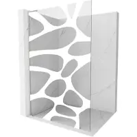 Mexen Kioto L Paroi de douche à l'italienne 110 x 200 cm, motif blanc, nickel brossé - 800-110-103-97-97