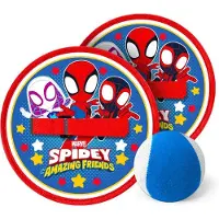Stamp Jeu De Lance-Attrape Balle Marvel Spidey, 2 Raquettes Et 1 Balle Adhérente Bleue