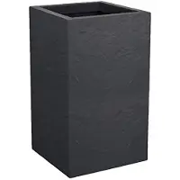 Eda Pot Carré haut VOLCANIA UP Gris anthracite haut Avec zone de rétention d'eau Dim. 29,5 x 29,5 x 49,5 cm - Volume 36 L