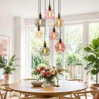 LumenXL Suspension Liya 7 lumières - verre coloré