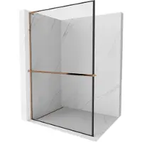 Mexen Kioto+ L paroi de douche avec étagère Walk-in 60 x 200 cm, motif noir, or rose - 800-060-123-60-70