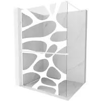 Mexen Kioto+ paroi de douche avec étagère Walk-in 140 x 200 cm, motif blanc, blanc - 800-140-121-20-97